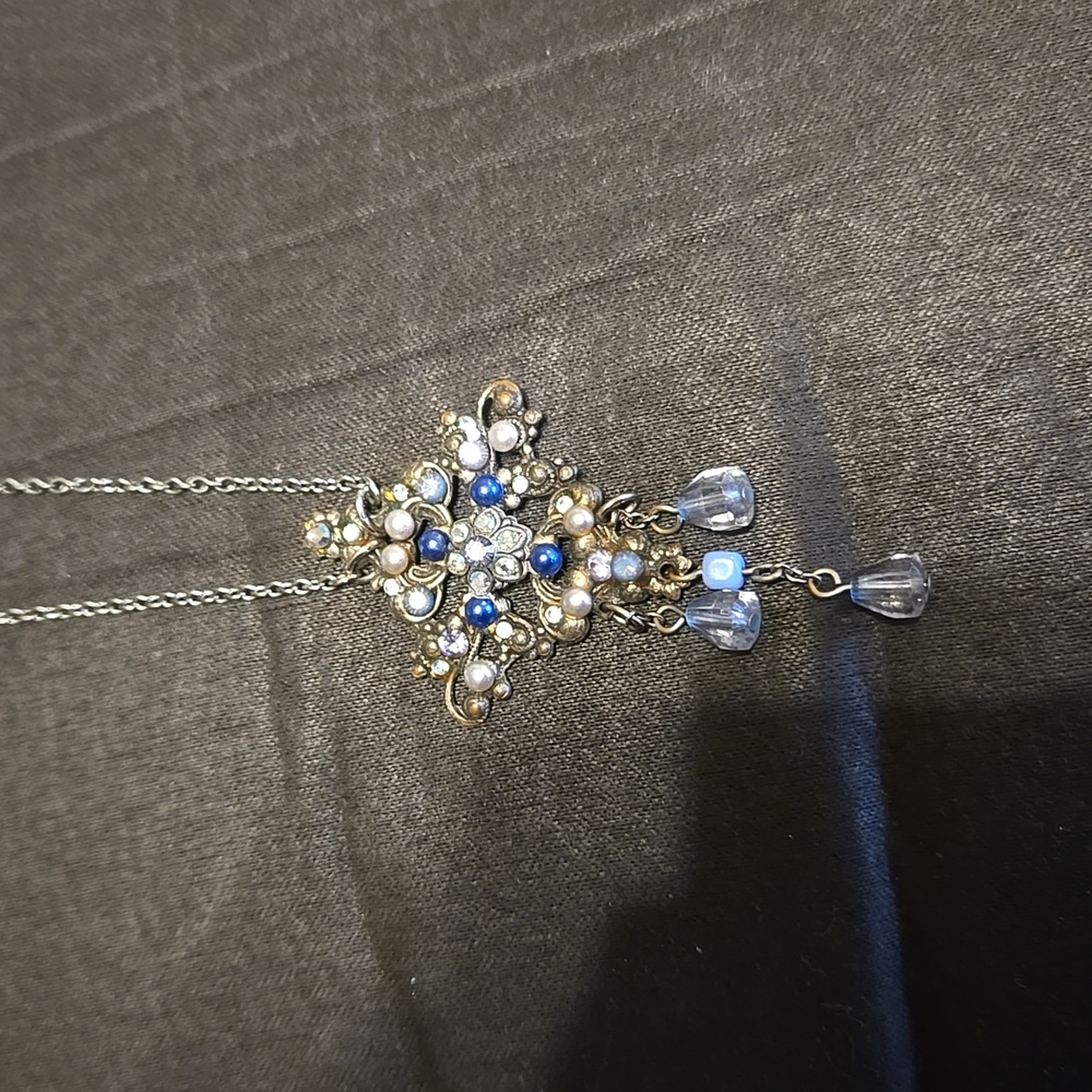 F.A.I.T.H. Co. Silver Tone with Blue , White and Lavender Pearls, Stones…